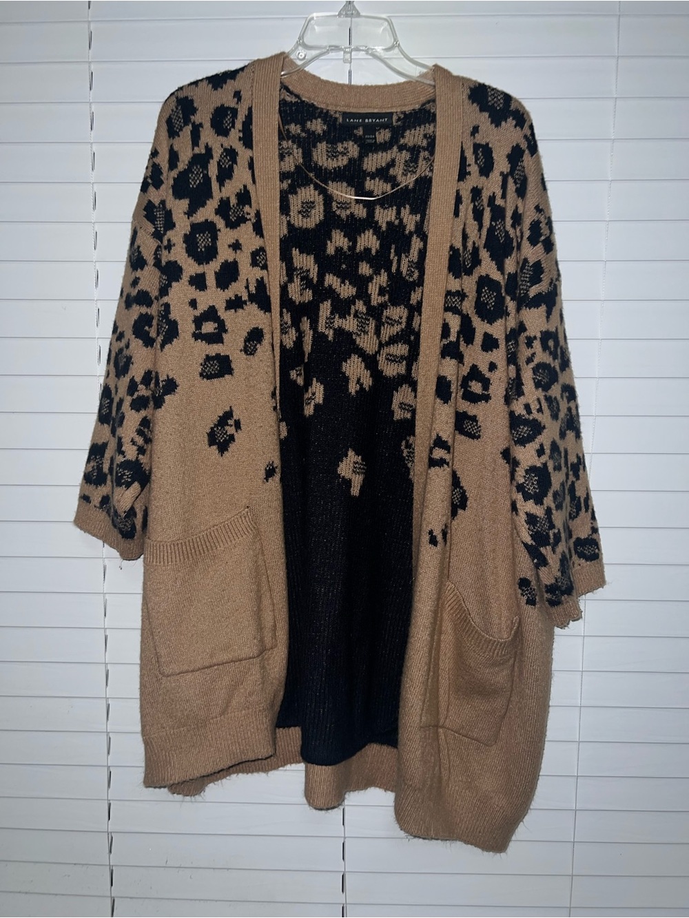 Lane Bryant Leopard Open-Front Cardigan Sweater - Tan & Black
